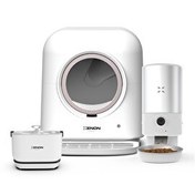 Resim Xenon Smart Akıllı Otomatik Kedi Tuvaleti Çelik Hazneli Mama Kabı Ultra Sessiz Bataryalı Su Pınarı 3'lü Pet Seti 