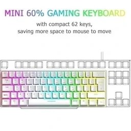 Resim Storemax Vooka Trol Red Switch Mini Rgb Oyun Klavyesi Gaming Mekanik 62 Tuşlu 18 Rgb LED USB Tip-C Kablosu Beyaz 