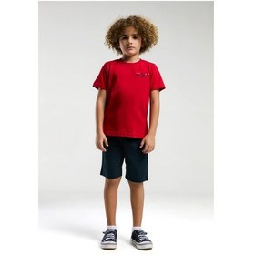 Resim U.s. Polo Assn. Erkek Çocuk Sırt Yazılı Kırmızı Şortlu Bermuda Pijama Takım Kırmızı 