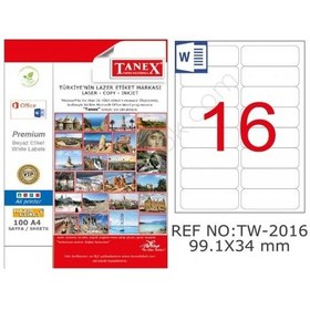 Resim Tanex Tw-2016Ş 99.1X34 MM Şeffaf Lazer Etiket 400'lü 