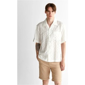 Resim Gant Erkek Krem Relaxed Fit Klasik Yaka Çizgili Gömlek 3250064.113 