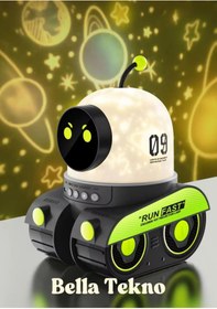 Resim BellaThec Eğitici Robot Gece Lambası Projektörlü Yıldız Gökyüzü Efektli Müzikli Teknoşık 