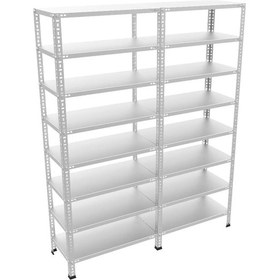 Resim Raf Burada 8 Katlı Duble Galvaniz Çelik Raf - Depo, Arşiv, Kiler, Dosya, Market Rafı-59x93x200 cm- 1.00 mm 
