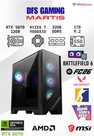 Resim MSI DFS GAMING MARTIS RYZEN 7 9800X3D-B650M-RTX 5070 12GB-32GB DDR5 RAM-1TB M.2 SSD-OYUNCU BİLGİSAYARI 