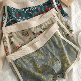 Resim 3'lü Paket Erkekler için Yumuşak ve Nefes Alabilen Düz Kesim Külotlar - Rahat, Sıkı Oturan Elastik Tasarım, Nefes Alabilen Baskılı Günlük Giyim 