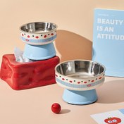 Resim SUPET Anti-Slip Elevated Pet Bowl köpekler ve kediler için - Büyük Kapasiteli Paslanmaz Çelik Yüksek Kaliteli Yiyecek ve Su Kapları Kaymaz Tabanlı, Dayanıklı PP Malzeme, Boyun Koruma İçin Anti-Tip Tasarım, Kolay Temizlenebilir Pet Besleme Kapları, Pet Besleme Kapları, Eğlenceli Desenli Kaplar, Sağlam İnşaat 