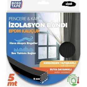 Resim Tape Epdm Kauçuk Pencere Kapı Izolasyon Bandı Siyah 5MMX15MMX5MT 