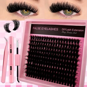 Resim Ersin Prenses & Güzellik 200 Küme 100D Sahte Mink Kirpik Uzatma Seti, 3'sü 1 Arada D Curl Tutkal Seti ile Pense, Karma Uzunluk 8-16Mm, Yumuşak ve Kalın, Başlangıç İçin DIY Kirpik 