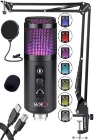 Resim Midex V5 Rgb Set Usb Oyuncu Ve Yayıncı Mikrofonu Condenser Stüdyo 