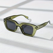 Resim 1 adet retro yeşil yarı şeffaf kare gözlük - siyah lensli moda aksesuarı, şık PC çerçeve, günlük kullanım için uygun, yarı şeffaf tasarım | dayanıklı lens 
