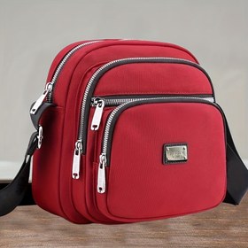 Resim Çoklu Cebi Olan Çok Yönlü Naylon Çanta - Hafif, Ayarlanabilir Askı, Günlük Seyahat İçin Fermuar Kapatma - Siyah Oxford Kumaş Omuz Çantası 