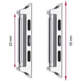 Resim Apple Watch 42 44 45 mm Metal Kordon Kayış Adaptörü Pimli Gümüş 