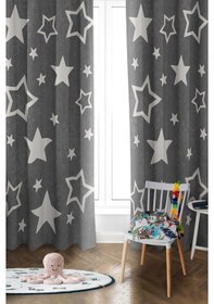 Resim Parlak Saten Mikro Kumaş Çift Kanat Çocuk Odası Fon Perde Takımı Prd0035 