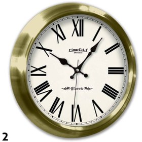 Resim Time Gold Altın Renkli Metal Çerçeveli Salon Ofis Duvar Saati 34 Cm 