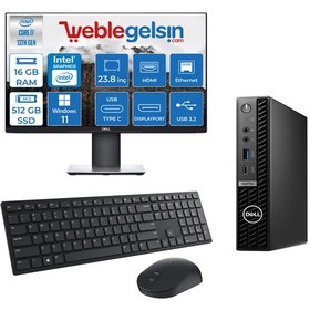 Resim Dell Optiplex 7010MFF Plus Intel Core i7 13700T 16GB DDR5 512GB SSD Windows 11 Pro 23.8 Monitör Mini Masaüstü Bilgisayar 7010Pİ7 N007O7010MFFPUBM14 