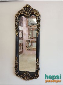Resim Klasik Model Siyah Altın Renk Varaklı Boy Aynası Siyah 