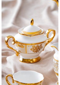 Resim Acar Belladonna 6 Kişilik 17 Parça Çay Seti Beyaz - Altın 