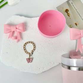 Resim 3 adet Tumbler Kupası için Aksesuar, 1 adet Bow Çubuğu Kapağı, 1 adet Silikon Bot, 1 adet 40oz/30oz Tumbler ile Tutma Kolu için Şövalye Zinciri, İdeal Sevgililer Günü Hediyesi, Anne Günü Hediyesi, Açık Hava Maceraları için Mükemmel 
