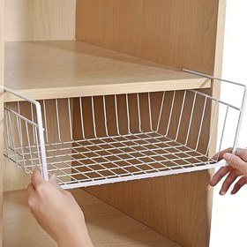 Resim Geniş Modern Depolama Organizatörü - Montaj Gerektirmeyen Dayanıklı Metal Tel Ağ Askılı Sepetler, Mutfak, Yurt, Ofis ve Çalışma Masası için Çok Amaçlı Katmanlı Raflar - Yer Tasarrufu Sağlayan Dikey Depolama Çözümü, Sağlam Çerçeve Yapısı, Raf Sepetleri 