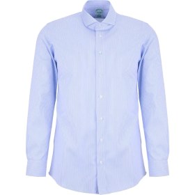 Resim Brooks Brothers Mavi-Beyaz Erkek Italyan Slim Fit Çizgili Gömlek BBSS26MSH045 