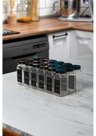 Resim Mienda Home 18'li Cam Baharatlık Seti Siyah Kapaklı Ve Etiketli Baharatlık Takımı Mh00syh18 Siyah - Şeffaf 