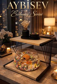 Resim Reyo OK-AY Store Exclusive Işıklı Beta Akvaryum ve Fanus Modern Tasarım LED Aydınlatmalı Modern Temalı Fanus Siyah-Ceviz 