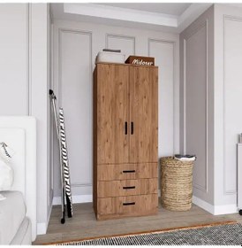 Resim Easy Atlantik Çam 2 Kapılı 3 Çekmeceli Gardırop Atlantik Çam 