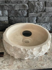 Resim Polen Stone Traverten Taş Dekoratif Patlatma Modeli Lavabo 41x15 
