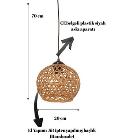 Resim Handmade Jüt Örme Tekli Top Şeklinde Sarkıt Hol Antre Çocuk Odası Kafe Avize Bej 