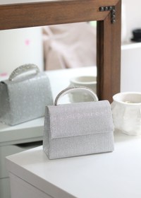 Resim Moom Bag Kadın Simli Silver Taş Tutma Detaylı Abiye Omuz Çantası 