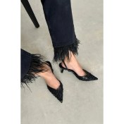 Resim Mony Kadın Pul Detay Topuklu Ayakkabı Siyah Şık Abiye Stiletto 