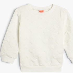 Resim Kız Bebek Basic Dokulu Sweatshirt Bisiklet Yaka Uzun Kollu 
