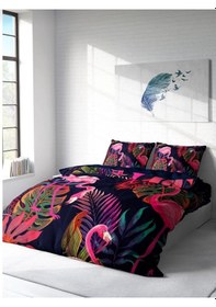 Resim Tropıcal 3d Çift Kişilik 4 Parça Organik Pamuk Saten Nevresim 