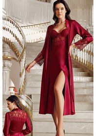 Resim İmaj 1020 Çeyizlik Dantelli Saten 6'lı Set -bordo Bordo 