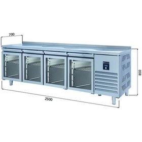 Resim Galleyz Tezgah Tip Buzdolabı - 4 Cam Kapılı - 250x70x85 Cm 