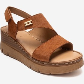 Resim Luvishoes Sophıe Taba Süet Hakiki Deri Kadın Dolgu Topuklu Sandalet Taba 