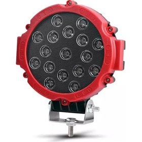 Resim Off Road Projektör Metal Kapak 17 Led Yuvarlak 18cm Kırmızı 1adet 