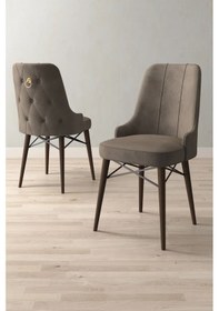 Resim Mitra Serisi, 6 Adet Cappucino Mutfak Sandalyesi, Ceviz Gürgen Ayak, 1. Sınıf Babyface Kumaş 