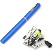 Resim Teltree 1 Metre Mavi Minik Portatif Kalem Şekilli Olta Kamışı Ve Makara Seti - Cam Çelik Fiber, Hafif, Taze Ve Tuzlu Su Uygun 