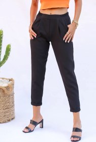 Resim Double Paça Siyah Renk Kadın Pantolon N4508 