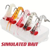 Resim 5 Adet Gerçekçi Karides Yumuşak Olta Yemi - Dayanıklı Silikon ve Demir Yapı, Çok Eklemli Levrek, Alabalık ve Crappie için Tatlısu & Tuzlu Su, Karışık Renkler - Babalar Günü ve Noel İçin Mükemmel Balıkçılık Hediyesi 