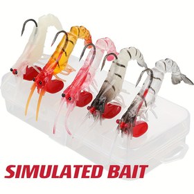 Resim 5 Adet Gerçekçi Karides Yumuşak Olta Yemi - Dayanıklı Silikon ve Demir Yapı, Çok Eklemli Levrek, Alabalık ve Crappie için Tatlısu & Tuzlu Su, Karışık Renkler - Babalar Günü ve Noel İçin Mükemmel Balıkçılık Hediyesi 