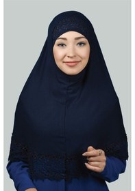 Resim Altobeh İkili Set Dantelli Pratik Eşarp Hazır Hijab Ve Tesettür Bonesi Xl Lacivert 