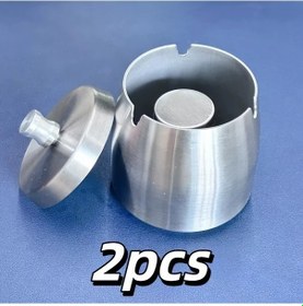 Resim Dashanshop 2 Adet Paslanmaz Çelik Kapaklı Kül Tablası - Duman Ve Koku Önleyici, Gümüş Rengi 