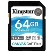 Resim Kingston SDG3-64GB 64GB SDXC Canvas Go Plus 170R C10 UHS-I U3 V30 Hafıza Kartı 