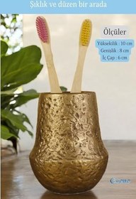 Resim Evene Diş Fırçalığı Diş Fırçalık Diş Fırçası Standı Diş Fırçası Tutucu Altın Eskitme Renk Model 15, e.dismodel15 