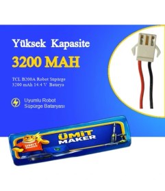 Resim TCL B200A Robot Süpürge 3200 mAh 14.4 V Batarya - Orjinal Uyumlu Uzun Ömürlü, Yüksek Performans Pil 