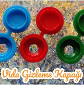 Resim 100 Adet Menteşeli Beyaz Plastik Vida Kapağı, Vida Gizleme Kapağı 
