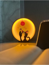 Resim Genel Markalar Sevimli Kedi Figürlü Işıklı Dekoratif Masa Lambası | Çocuk Odası ve Gece Lambası 