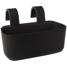 Resim Omnipazar Krs-249 Dekoratif Plastik Pera Askılı Balkon Saksı 3.2 Litre Siyah 
